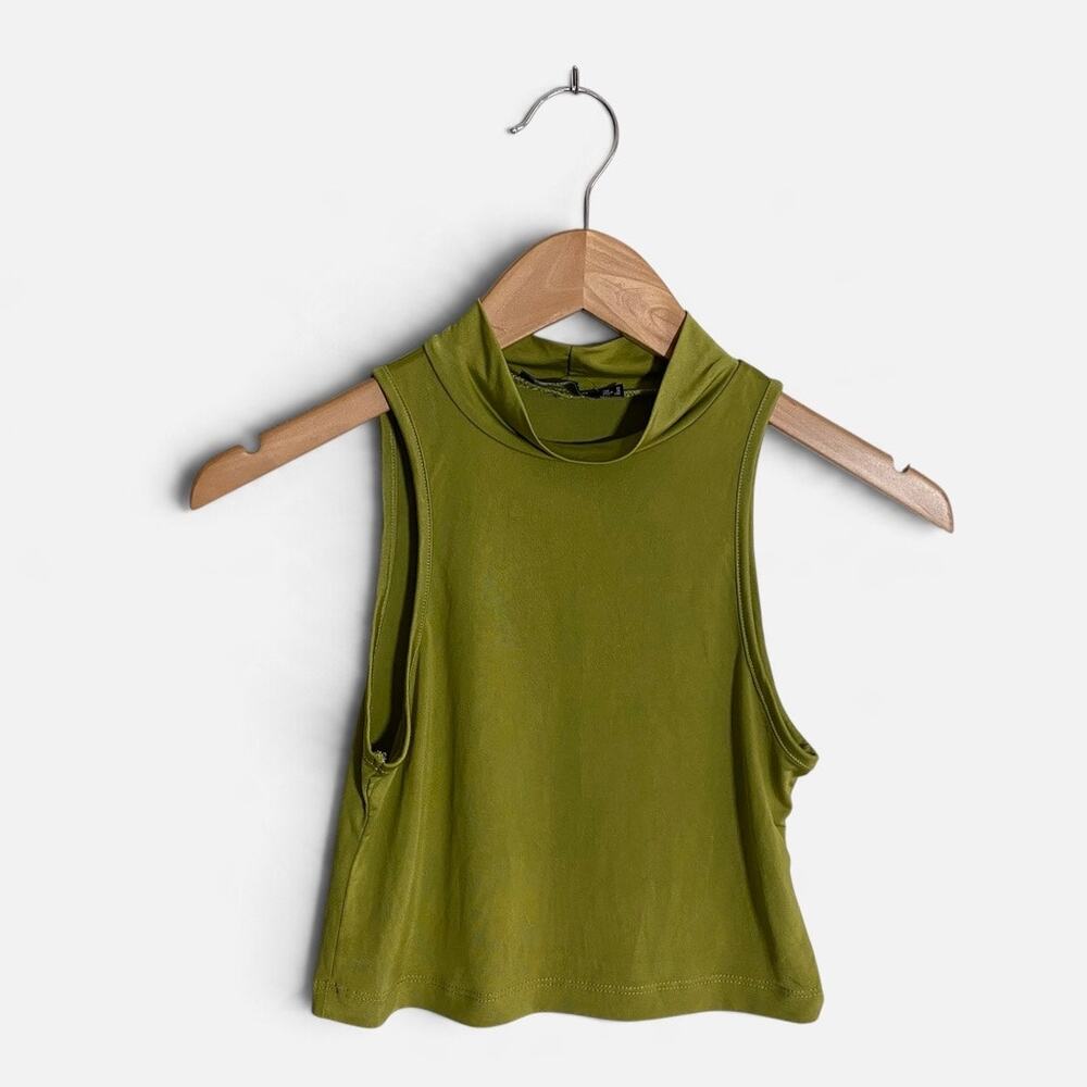 PrettyLittleThing Tank Blouse Green High Neck Women’s 4